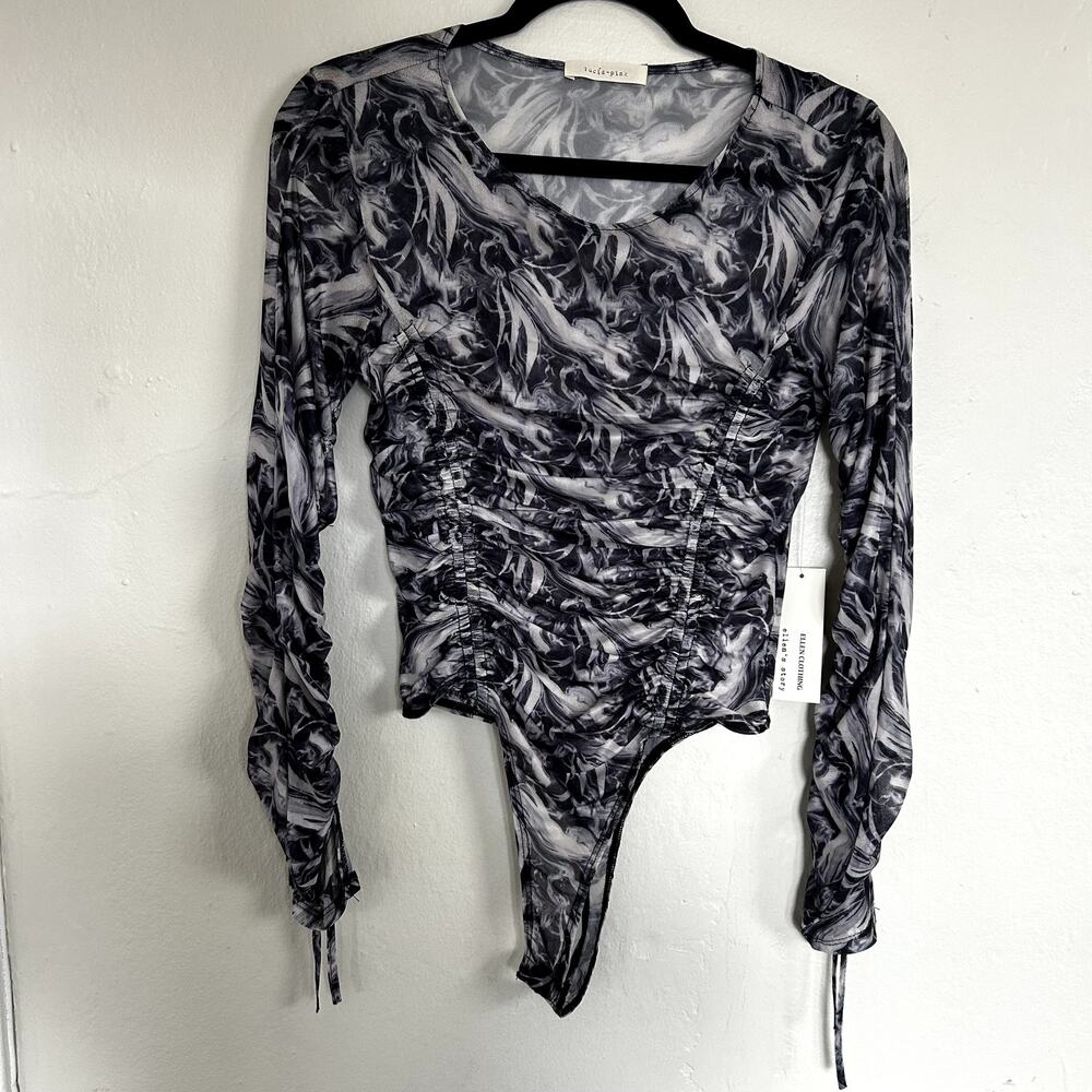 NWT Sheer Marble print bodysuit